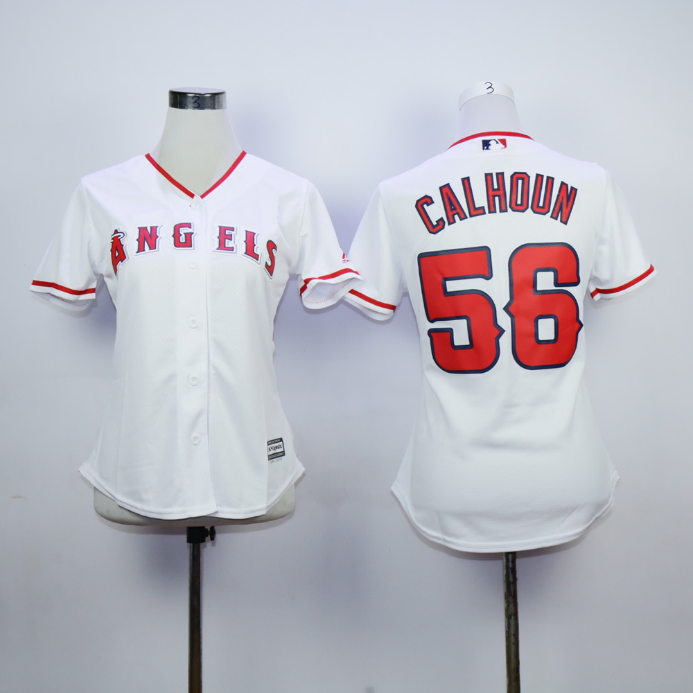 Women Los Angeles Angels #56 Calhoun White MLB Jerseys